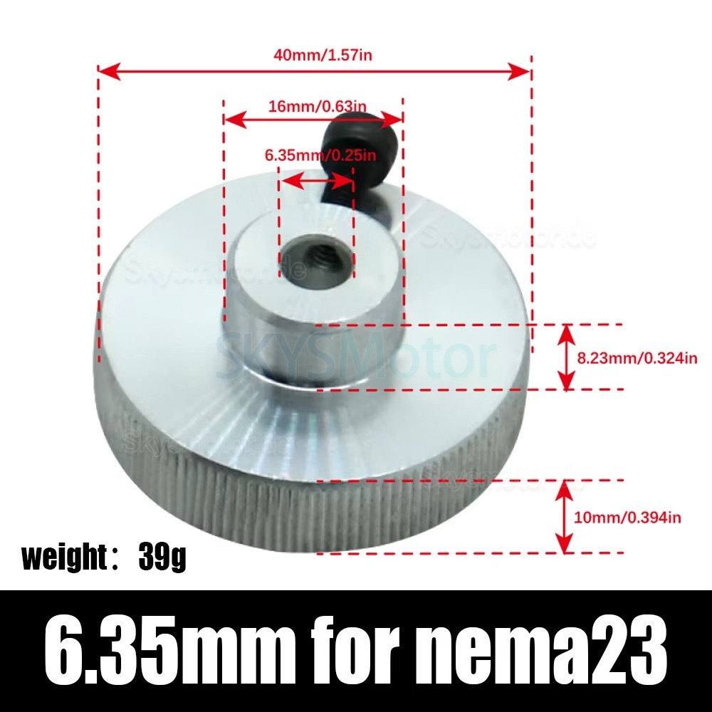 Handrad aus Aluminiumlegierung f&uuml;r Schrittmotoren (5 mm/ 6,35 mm/8 mm/14 mm) f&uuml;r Nema 17/23/34 Schrittmotoren